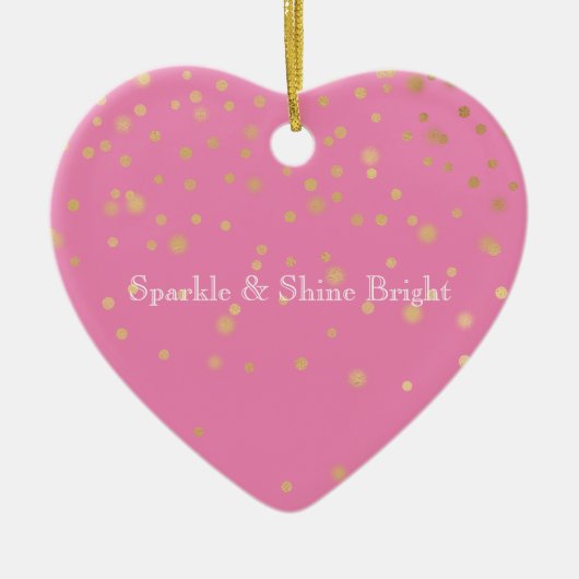 Roze Gouden Confetti Keramisch Ornament (Voorkant)