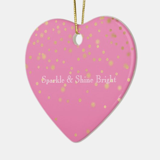 Roze Gouden Confetti Keramisch Ornament (Links)