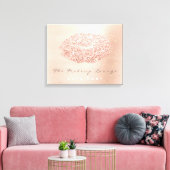 Roze gouden Confetti Makeup Artist Gray Kiss Lips Canvas Afdruk (Insitu (Woonkamer))