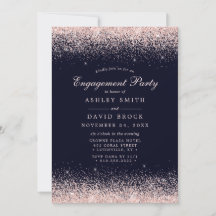 Roze Gouden Confetti Marineblauwe Moderne Verlovin