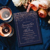 Roze gouden confetti marineblauwe typografie bruil kaart