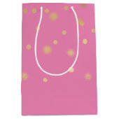 Roze Gouden Confetti Medium Cadeauzakje (Voorkant)