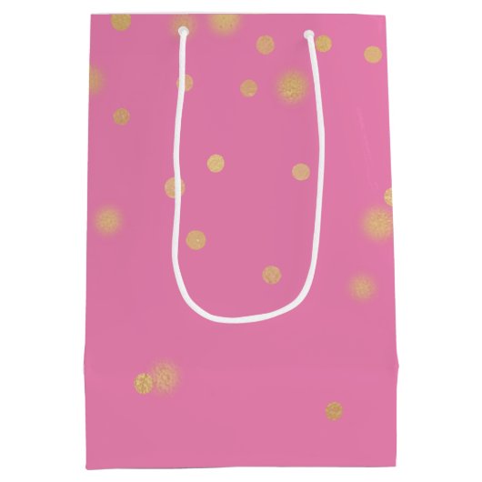 Roze Gouden Confetti Medium Cadeauzakje (Achterkant)