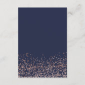 Roze gouden confetti navyblauwe typografie details informatiekaartje (Achterkant)
