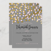 Roze | Gouden Confetti Oefendiner voor de Bruiloft Kaart (Voorkant / Achterkant)