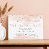 Roze & Gouden Confetti Pop | Waterverf Quinceanera Kaart