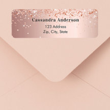 Roze gouden confetti retouradres