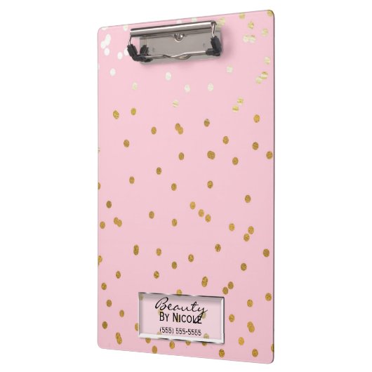 Roze Gouden Confetti Stippen Elegant Glam Geperson Klembord (Links)