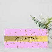 Roze & Gouden Confetti Stippen Glam Cadeaubon (Staand voorkant)
