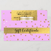 Roze & Gouden Confetti Stippen Glam Cadeaubon (Voorkant / Achterkant)