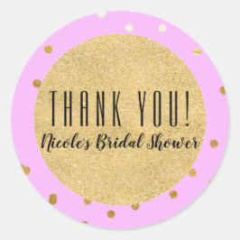 Roze Gouden Confetti Stippen Moderne Glamour Bruil Ronde Sticker