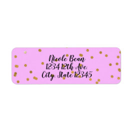 Roze & Gouden Confetti Stippen Moderne Glamour Etiket
