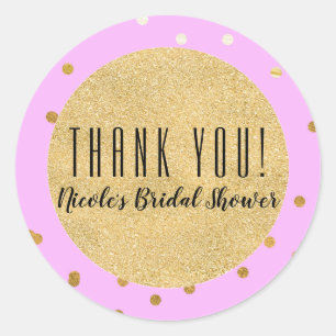 Roze Gouden Confetti Stippen Moderne Glamour Glam  Ronde Sticker
