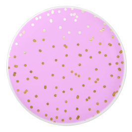 Roze & Gouden Confetti Stippen Moderne Glamour Keramische Knop
