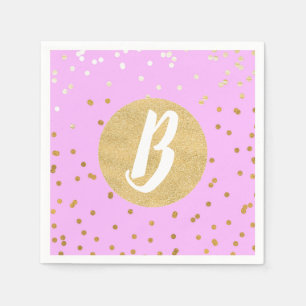 Roze & Gouden Confetti Stippen Moderne Glamour Luk Servet