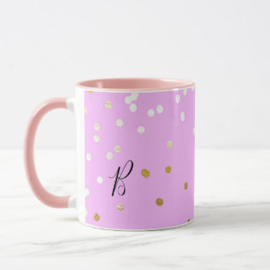 Roze & Gouden Confetti Stippen Moderne Glamour Mok