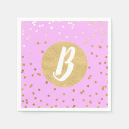 Roze & Gouden Confetti Stippen Moderne Glamour Servet