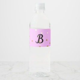 Roze & Gouden Confetti Stippen Moderne Glamour Waterfles Etiket