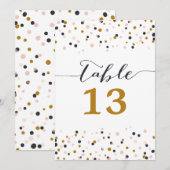 Roze & Gouden Confetti Stippen Tafelnummerkaart Kaart (Voorkant / Achterkant)