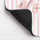 Roze Gouden Confetti Strik Monogram Naam Muismat (Hoek)
