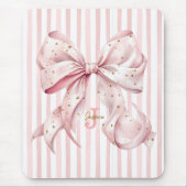 Roze Gouden Confetti Strik Monogram Naam Muismat (Voorkant)