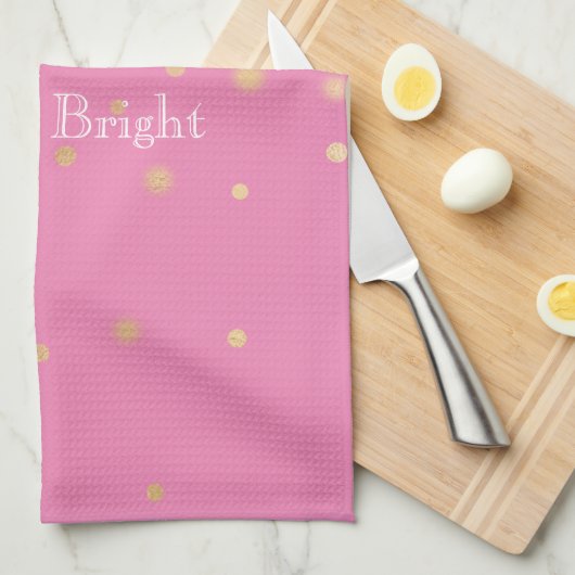 Roze Gouden Confetti Theedoek (Quarter Fold)