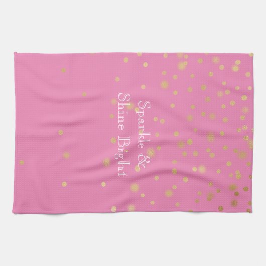 Roze Gouden Confetti Theedoek (Horizontaal)