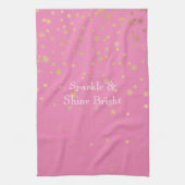 Roze Gouden Confetti Theedoek (Verticaal)