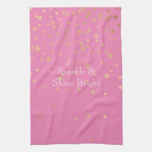 Roze Gouden Confetti Theedoek (Verticaal)