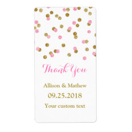 Roze Gouden Confetti Trouwlabels Etiket