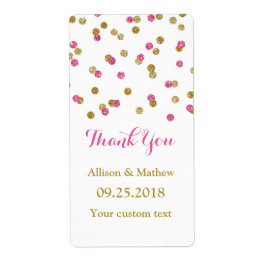Roze Gouden Confetti Trouwlabels Etiket