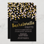 Roze | Gouden Confetti vrijgezellenfeest Kaart (Voorkant / Achterkant)