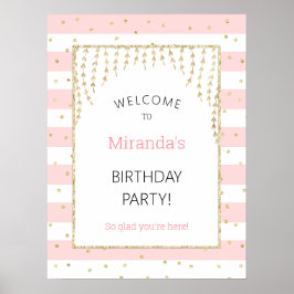 Roze Gouden Confetti Welkom Bord Poster