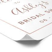 Roze gouden confetti witte bruidsshower welkom poster (Hoek)