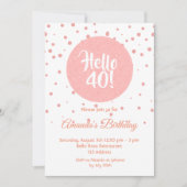 Roze gouden confetti witte hello 40 verjaardag kaart (Voorkant)