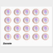 Roze gouden confetti zakelijk logo ronde sticker (Vel)