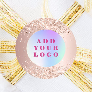 Roze gouden confetti zakelijk logo ronde sticker