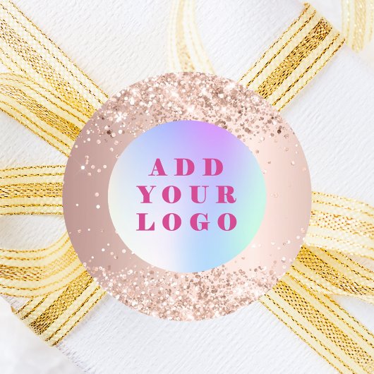 Roze gouden confetti zakelijk logo ronde sticker