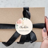 Roze gouden crème bloemige eucalyptus bedankt ronde sticker