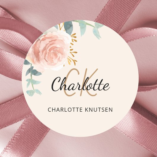 Roze gouden crème bloemige eucalyptus bedankt ronde sticker
