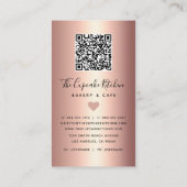 Roze Gouden Cupcake Glitter Druppels QR Code Bakke Visitekaartje (Achterkant)