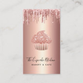 Roze Gouden Cupcake Glitter Druppels QR Code Bakke Visitekaartje (Voorkant)