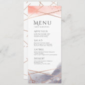 Roze Gouden Dageraad Waterverf Geometrische trouwm Menu (Voorkant / Achterkant)