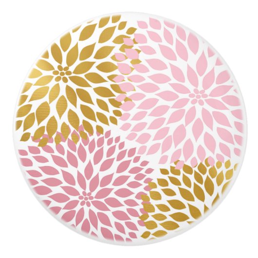 Roze Gouden Dahlia bloemenlade knop (Voorkant)