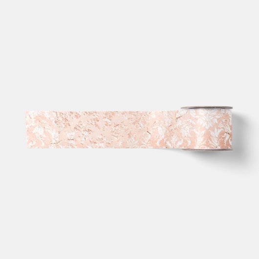 Roze Gouden Damast Satijnen Lint (Voorkant)
