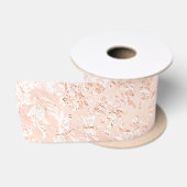 Roze Gouden Damast Satijnen Lint (Spoel)