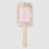 Roze Gouden Deco Chic Glam Trouwprogramma Handwaai Handwaaier (Achterkant)