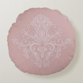 Roze Gouden Decoratief Patroon, Elegant Rond Kussen