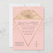 Roze Gouden Diamant Confetti Glitter Verloving Kaart (Voorkant)