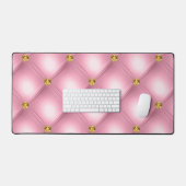 Roze Gouden Diamant Getuft Bureaumat (Keyboard & Muis)